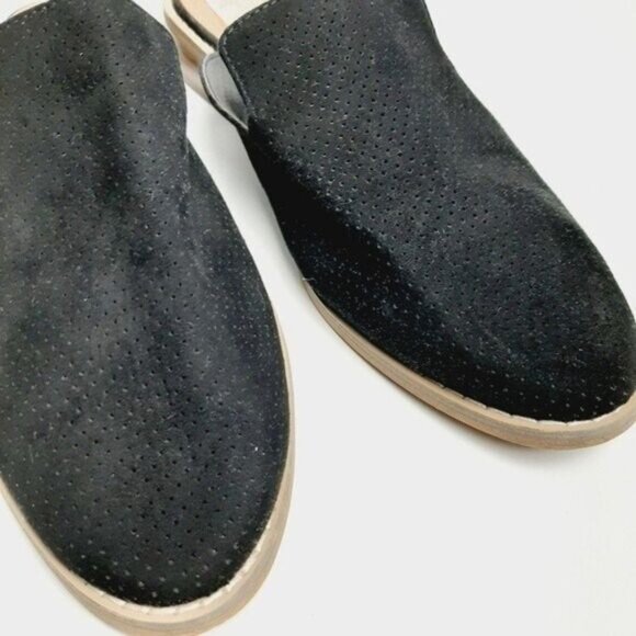 AEO American Eagle Flat slip-on Shoes Mules Black Faux Suede Sz 9 - Picture 5 of 13